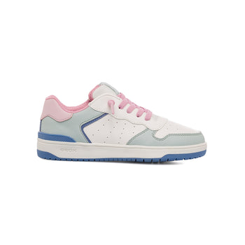 Sneakers traspiranti bianche con dettagli multicolore da ragazza Geox Washiba, Scarpe Bambini, SKU k232000573, Immagine 0